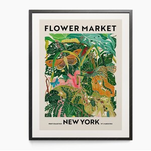 Flower Market Print, New York Poster, Floral Wall Decor, Flower Art Print, Green Garden Print, Leaves Leaf Poster, Plant Art, Modern Style image 3
