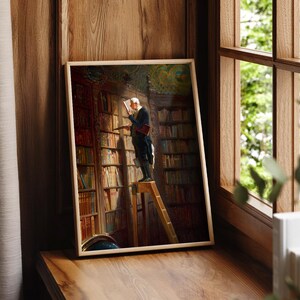 Carl Spitzweg Bookworm Print: Antique Library Painting, Book Lover Gift 108-8 image 10