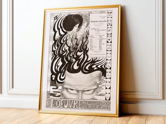 Jan Toorop Louvre Poster, Abstract Black White Art Print