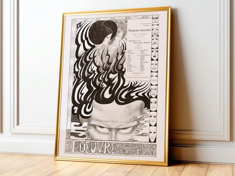 Jan Toorop Louvre Poster, Abstract Black White Art Print image 1
