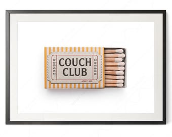 Couch Club Print, Matchbox Print, Cozy Family Wall Art, Minimalist Home Decor, Stay Home Poster, Neutral Aesthetic Gift 66
