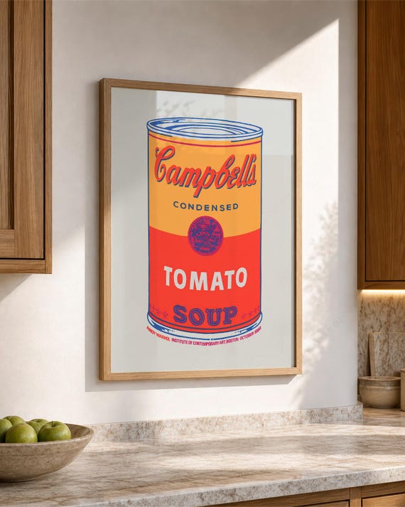Andy Warhol Campbells Soup Can Print, Pop Art Poster, Kitchen Wall