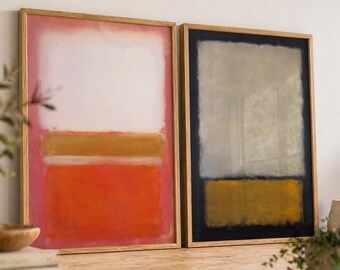 Mark Rothko Prints Set of 2, Color Field Abstract Wall Art, Minimalist Modern Poster Set, Mid Century Neutral Decor