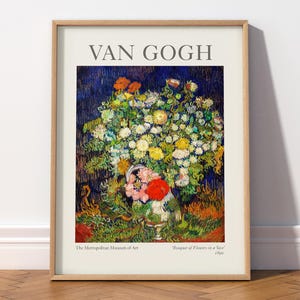 Póster de Van Gogh, Ramo de flores en un jarrón (1890), Impresión de Van Gogh, Pintura floral, Impresión de flores, Regalo de aniversario