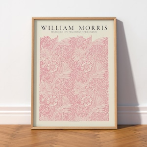 William Morris Marigold Flower Print, Pink Floral Wall Art 52-5