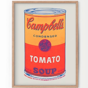 Andy Warhol, Campbell's Soup, Tomato Cans, Pop Art, Retro Poster, Orange Print, American Artist, Wedding Gift, Famous Painting, Exhibition