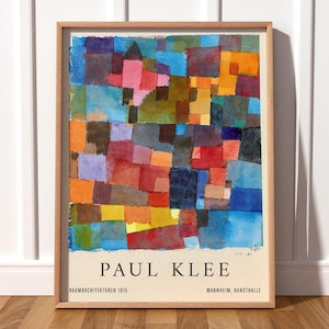 Paul Klee Bauhaus Maestro Exposición Cartel Impresión abstracta Regalo para él Acuarela sobre papel Raumarchitekturen Arte mural colorido 9