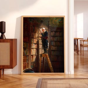 Carl Spitzweg Bookworm Print: Antique Library Painting, Book Lover Gift 108-8 image 12