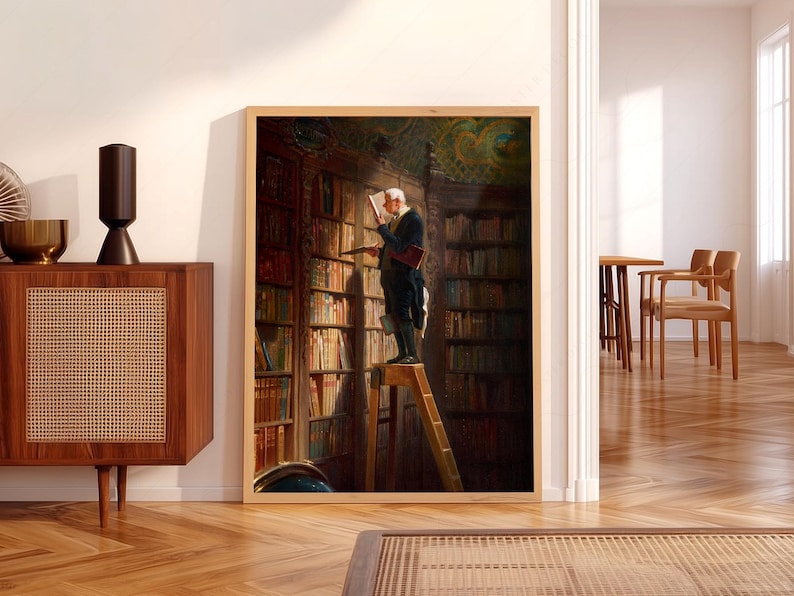 Carl Spitzweg Bookworm Print: Antique Library Painting, Book Lover Gift 108-8 image 12
