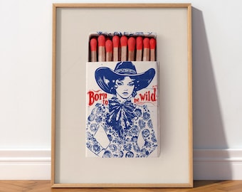 Cowgirl Matchbox Print: Vintage Western Wall Art 57