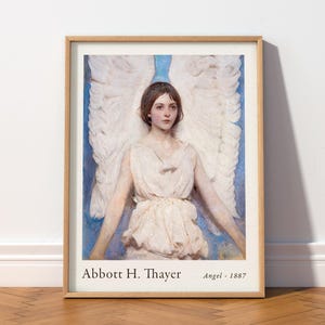 Antique art prints, American artist, Exhibition Poster, Angel painting, Abbott Handerson Thayer 1 image 1