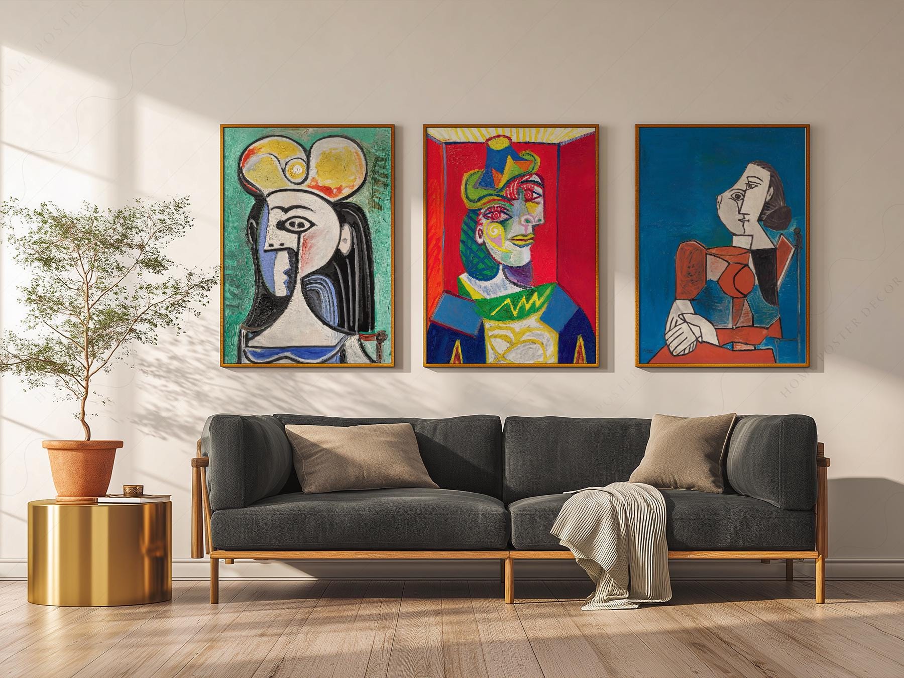 Pablo Picasso Prints: Bold Colors, Set of Three, Modern Art