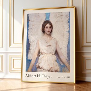 Antique art prints, American artist, Exhibition Poster, Angel painting, Abbott Handerson Thayer 1 image 10