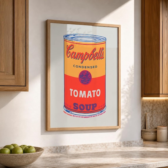 Andy Warhol Campbells Soup Can Print, Pop Art Poster, Kitchen Wall
