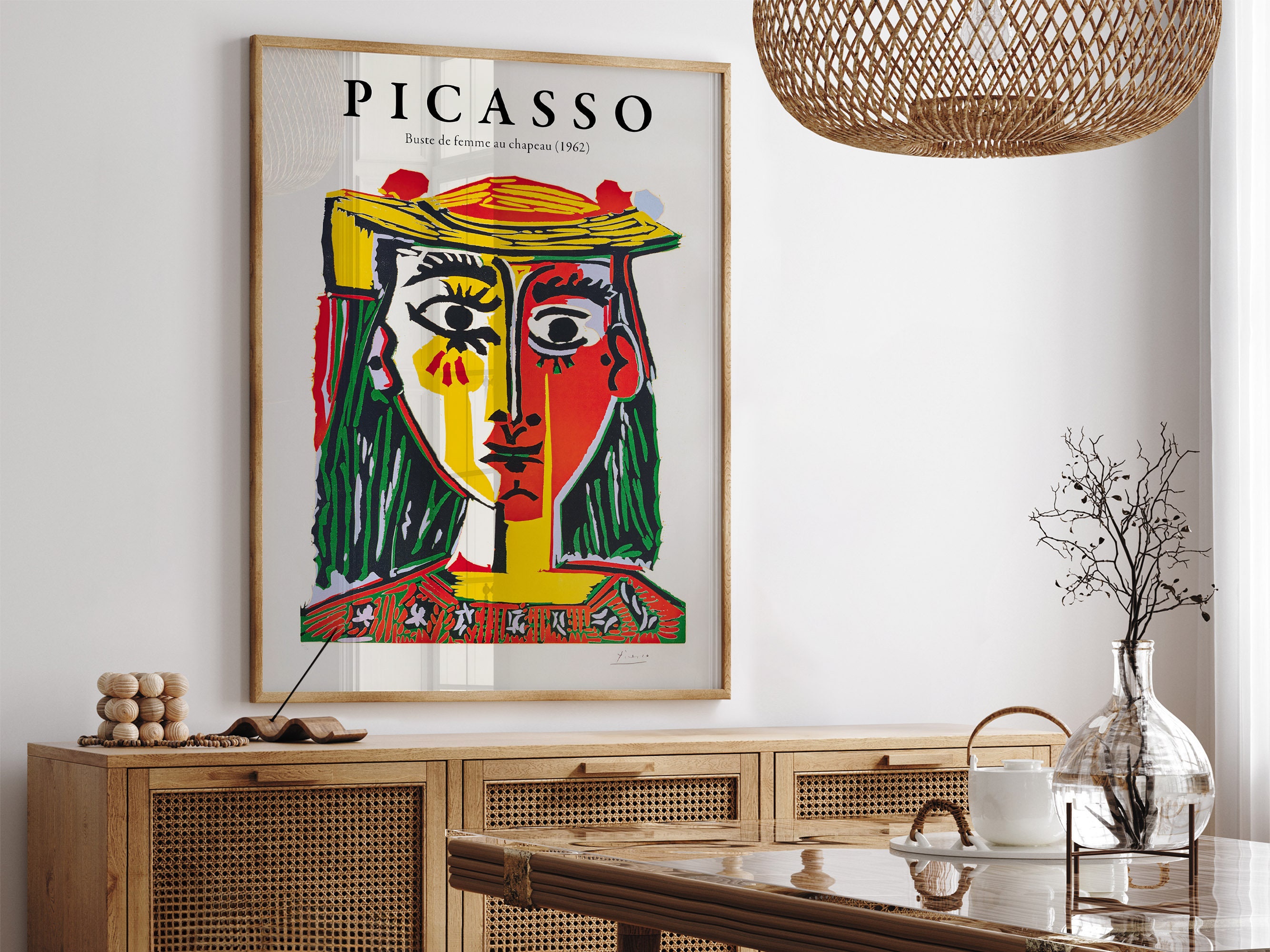 Pablo Picasso Famous Painting Femme Au Chapeau Bust Wall Art for