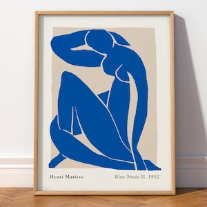Matisse Blue Nude Art Print, Minimalist Female Body Line Art 14