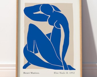 Matisse Blue Nude Art Print, Minimalist Female Body Line Art 14
