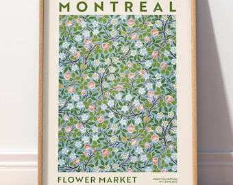 Montreal Flower Market Print, Botanical Wall Art, Green Floral Poster, Cottagecore Wall Art