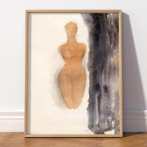 Auguste Rodin Poster, Aquarell Linienkörper, Rodin Wandkunst, Hochzeitsgeschenk, Klassische Kunst, Beigetöne, Pastellfarben, Minimal Decor
