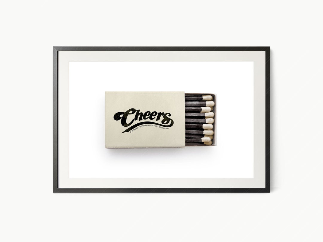 Cheers Matchbox Photo Above Bar Cart Decor Dine Room Art Movie Lovers