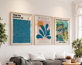 Modern Art Print Set, Henri Matisse, Modern Japanese Art, Flower