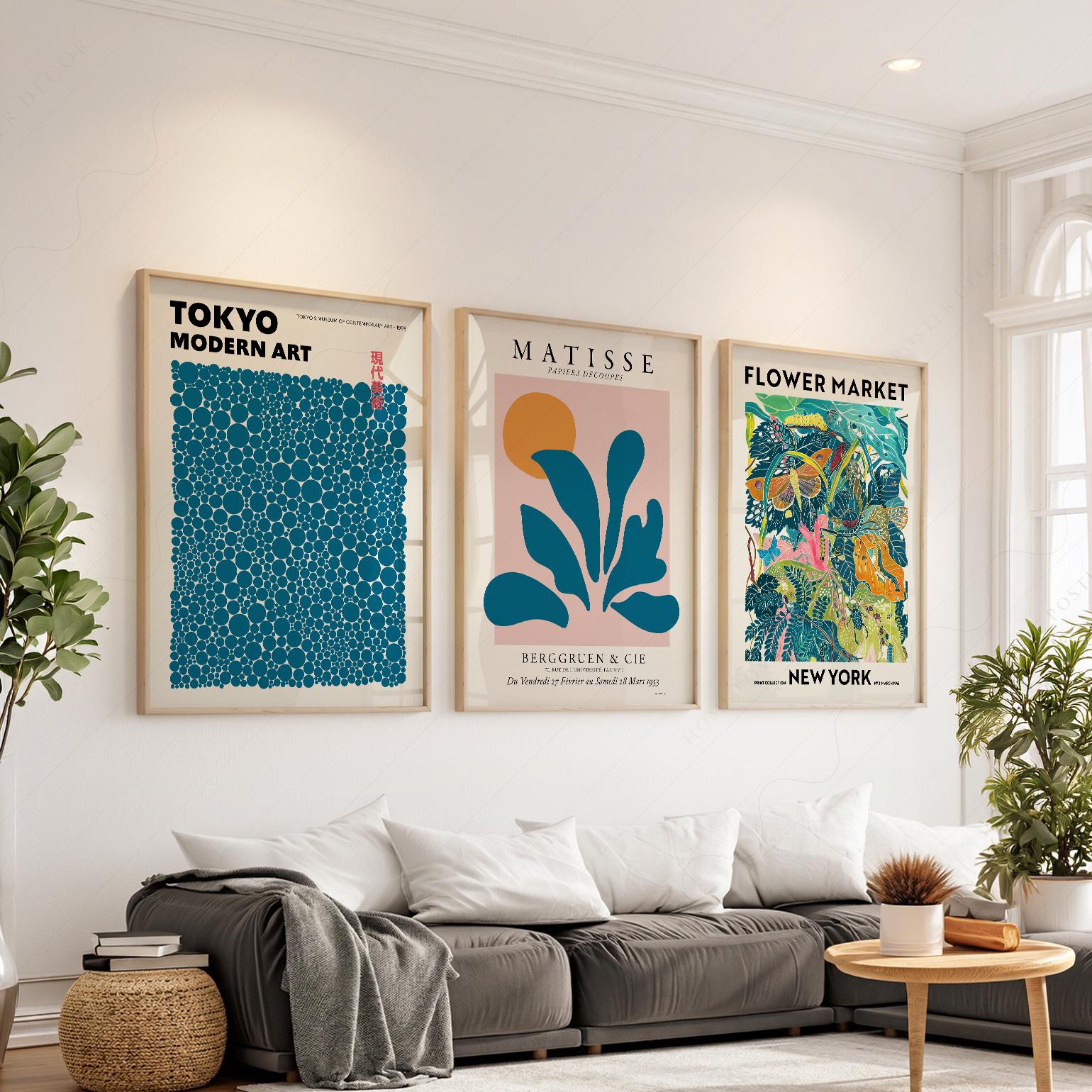 Modern Art Print Set, Henri Matisse, Modern Japanese Art, Flower