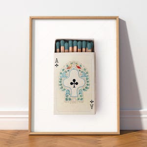 Ace of clubs Playing cards, Retro wall art, Aesthetic room, Vintage matchbox photography image 10