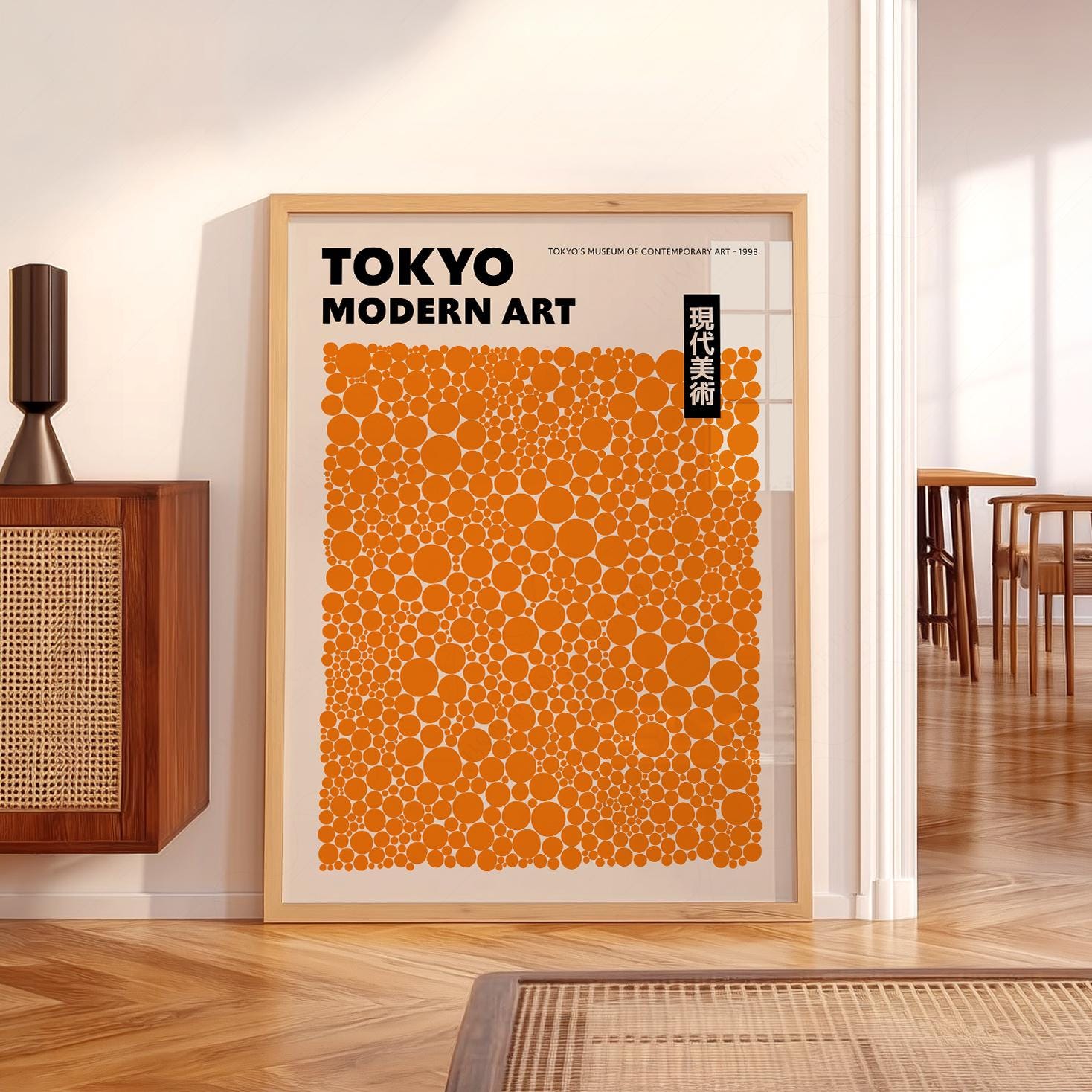 Orange Circles Print, Contemporary Japanese Wall Art, Modern