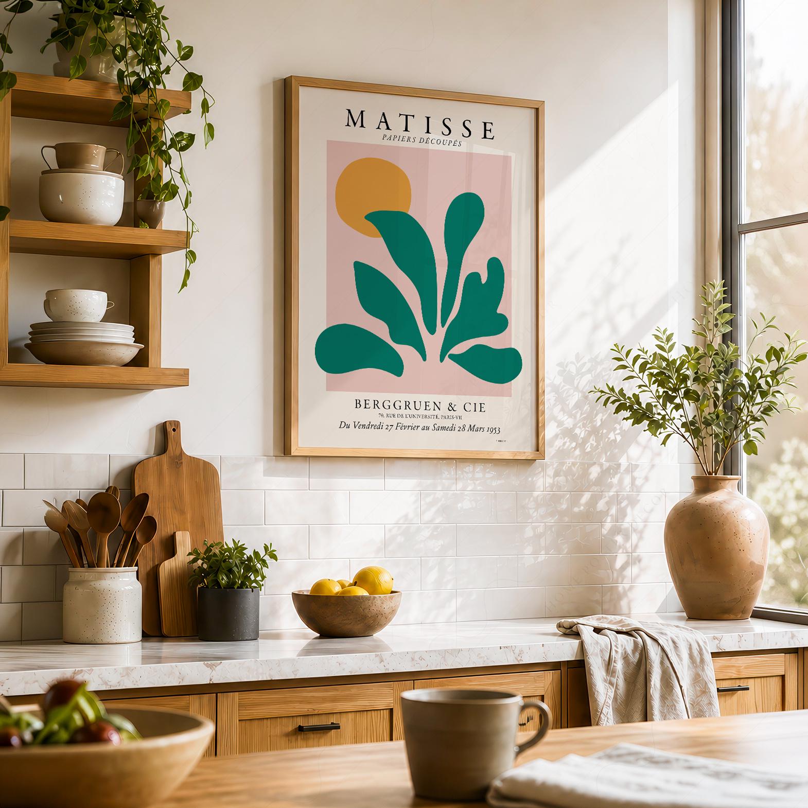 Henri Matisse Papiers Decoupes Poster, Pink Green Leaf Art Print
