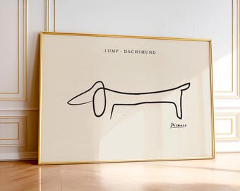 Picasso Dachshund Line Art Print, Minimalist Dog Wall Decor