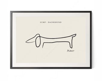 Picasso Dachshund Line Art Print, Minimalist Dog Wall Decor