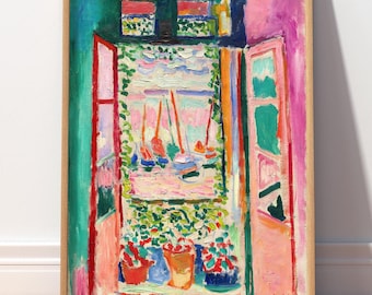 Matisse Open Window Print, Colorful Wall Art, Mediterranean View Poster, Vibrant Modern Art