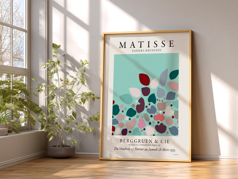 Henri Matisse Papiers Decoupes Exhibition Poster, Mint Green Minimalist Art 12 image 6