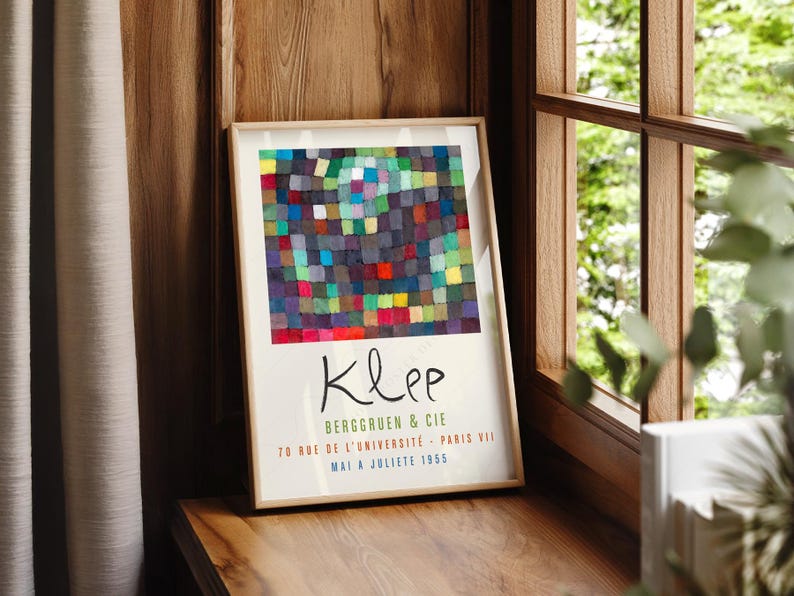 Lámina abstracta de bloques de color de Paul Klee, arte mural geométrico moderno, póster con estampado cuadrado colorido, decoración de arte de mediados de siglo 02 imagen 4