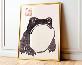 Matsumoto Hoji Frog Art Print, Vintage Japanese Woodblock, Meika Gafu