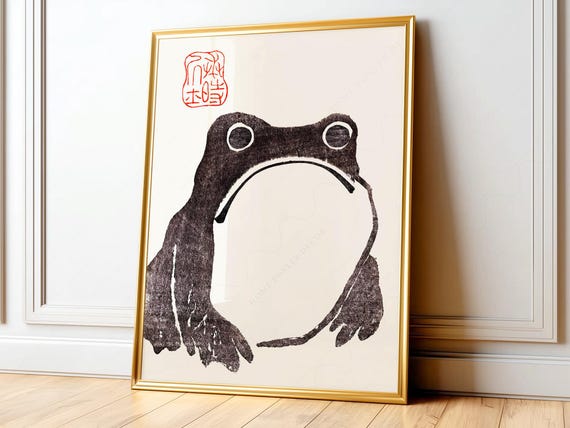Matsumoto Hoji Frog Art Print, Vintage Japanese Woodblock, Meika