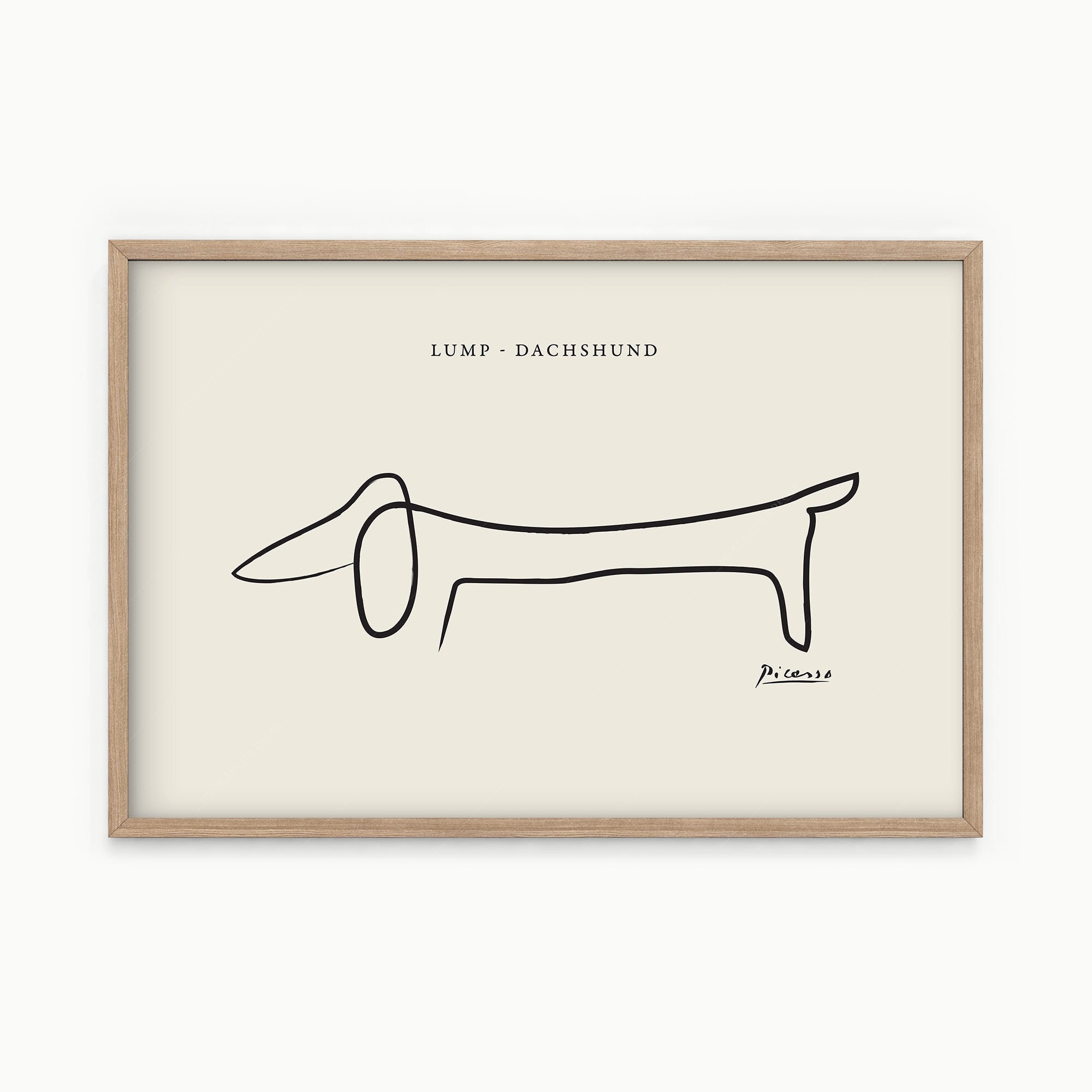 Picasso Dog Line, Lump Dog, Neutral Wall Art, Picasso Dachshund, Minimal Art, One Line Art, Boho Wall Art, Gift Idea, Bedroom Wall Decor 15b