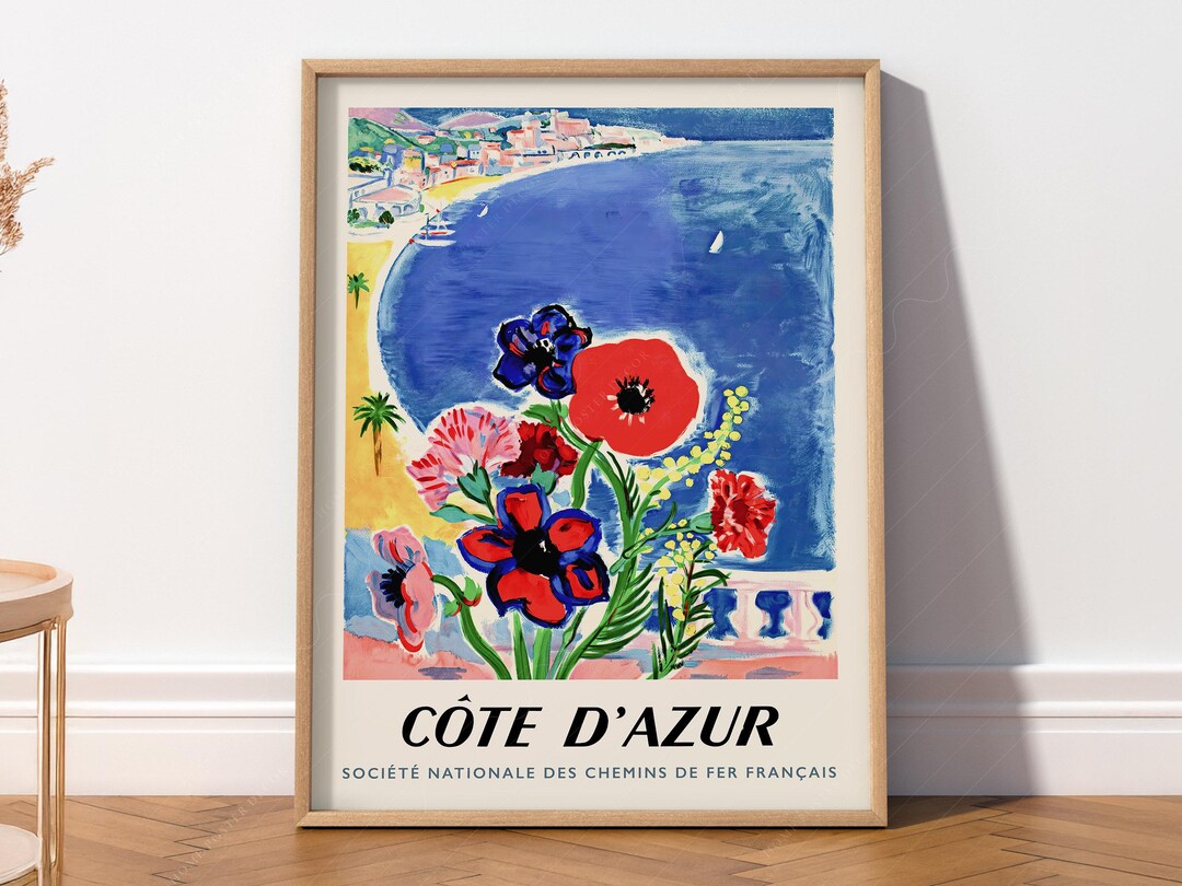 Côte D'azur French Riviera Mediterranean Coast Art Beach Scene Seaside ...
