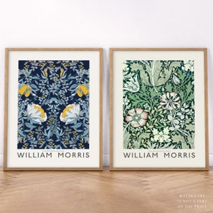 Set of 2 Print, William Morris Print, Morris Wall Paper, Morris Flower, Morris Marigold, Gift for her, Bedroom Wall Art, Green Leaves