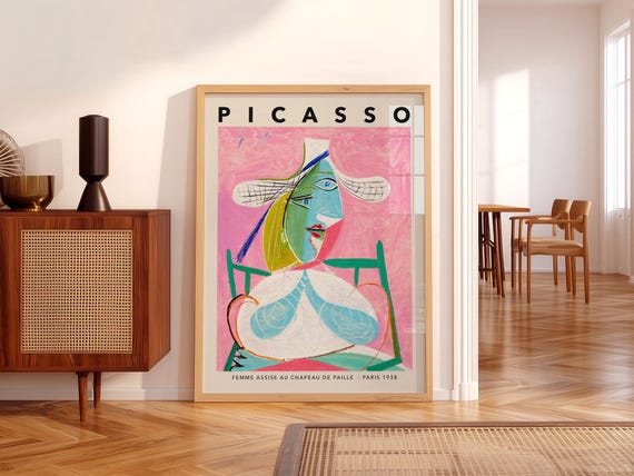 Pablo Picasso Femme au Chapeau Poster, Modern Abstract Art Print 36