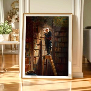 Carl Spitzweg Bookworm Print: Antique Library Painting, Book Lover Gift 108-8 image 7