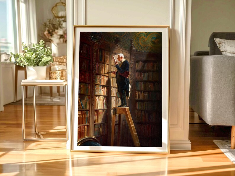 Carl Spitzweg Bookworm Print: Antique Library Painting, Book Lover Gift 108-8 image 7
