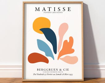Henri Matisse Prin, Pastel Colorful WalL Art, Abstract Botanical Decor, Warm Tone Art Print 15