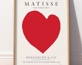 Henri Matisse Red Heart Print, Minimalist Wall Art 21A