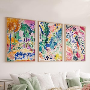 Henri Matisse gallery wall Abstract colourful prints Modern wall decor Oliviers Collioure Japanese Garden Wall art for living room 13