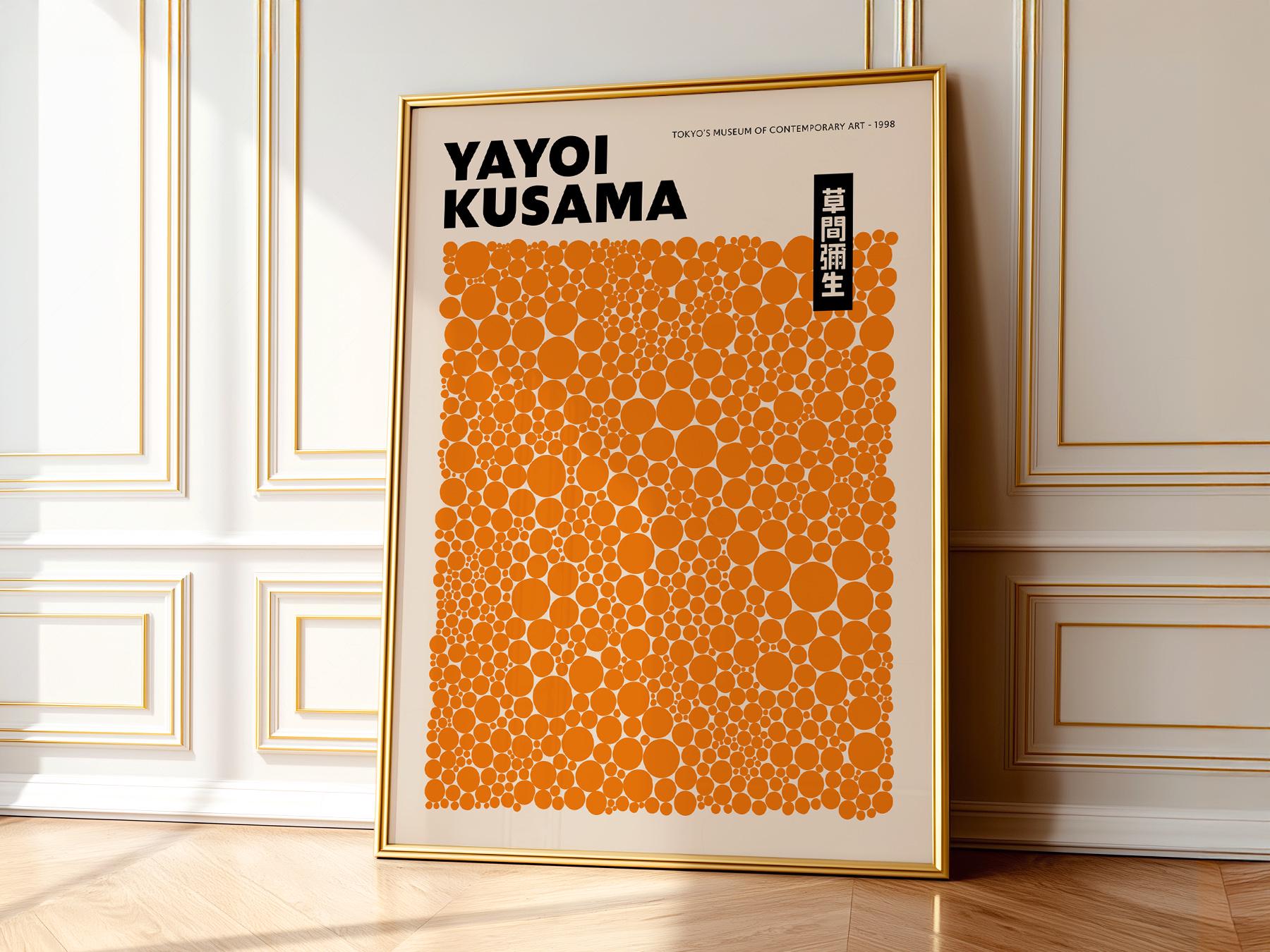 ki-yo！キャンバスアート Yayoi Kusama Print, Orange Wall Art, Kusama Dots, Japanese Art