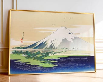 Mount Fuji Poster. Japanese Landscape Print. Ukiyoe Wall Art. Japandi Decor. Minimalist Nature Wall Art, Ogata Gekkô