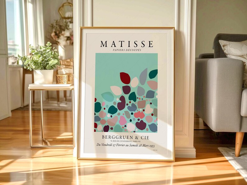 Henri Matisse Papiers Decoupes Exhibition Poster, Mint Green Minimalist Art 12 image 4