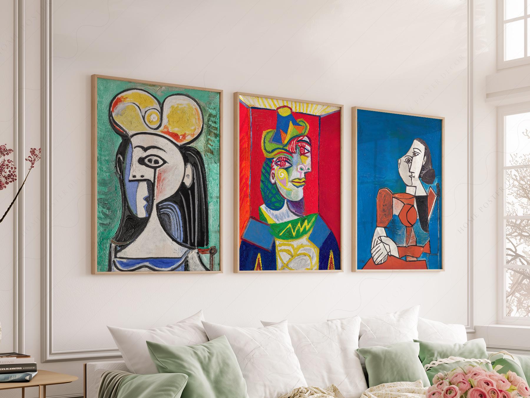 Picasso 飾り Pablo Picasso Prints: Bold Colors, Set of Three, Modern Art