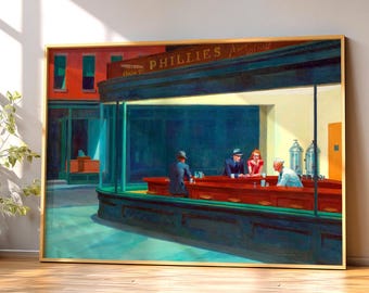Nighthawks Art Print, Edward Hopper Famous Painting, Large Sizes